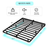 FSJianYi Queen Size Floating Bed Frame with LED Lights & Charging Station - Modern Sturdy Metal Platform Bed, Mattress Gaskets, Noise-Free, No Box Spring Needed, Quick Easy Assembly FSJianYi