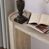 Modern Italian Entryway Console Table, Faux Marble Pattern Sofa Console Table for Entryway & Hallway, Narrow MDF Console Table with Sculptural Pedestal Base DJJXfhome
