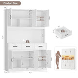 HOSTACK 72" Tall Kitchen Pantry Cabinet with Charging Station | LED Lights, 47" W Kitchen Pantry Storage Cabinet with Countertop, Modern Kitchens Hutch Cabinets with Storage for Dining Room, White HOSTACK