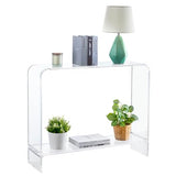 MyGift Premium 15mm Clear Acrylic Entryway Console Table with Bottom Display Shelf, 2 Tier Living Room Sofa Back Storage Shelves Modern Luxury Home Decor MyGift