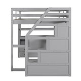Harper & Bright Designs Grey Full Size Loft Bed with Desk, Storage Stairs, and Shelves Harper & Bright Designs