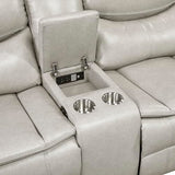 Lexicon L-Shaped Power Reclining Sectional Couch, Faux Leather Reclining Sectional Sofa, 3 Recliners, Wall Hugger, Right Storage Console, Cup Holders, Receptacles, Charging Ports, Silver Gray Lexicon