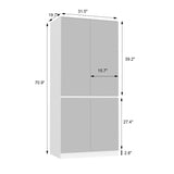 FAMAPY 4 Door Wardrobe Closet with Mirrors, Armoire Wardrobe Closet with Hanging Rod, Mirrored Armoire for Bedroom White (31.5”W x 15.7”D x 70.9”H) FAMAPY