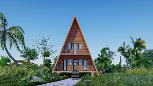 36'x20' A-Frame Cabin Plans with Loft - Detailed Floor Plans, Elevations, Electrical Layout, and More