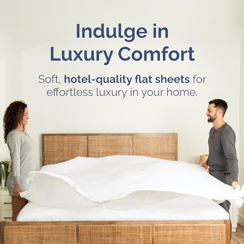 Full Size Flat Sheet - Hotel Quality Top Flat Bed Sheet Only - Ultra-Soft, Comfy, Breathable & Cooling - Fade & Wrinkle Free - Easy-Care, Stain & Shrink Resistant Bedding - Easy-Fit & Oeko-Tex - White CGK Unlimited
