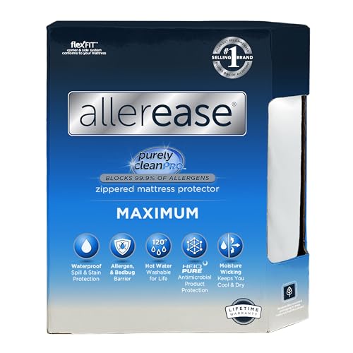 AllerEase Waterproof Mattress Protector, Maximum Allergy Mattress Protector, Full Mattress Cover Aller-Ease