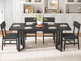 Itaar 5-Piece Dining Table Set for 4-6 People, 63" Extendable Kitchen Table and 4 Cushion Chairs, Dining Room Table with MDF Board & Metal Frame for Small Space, Easy Clean, Black Itaar
