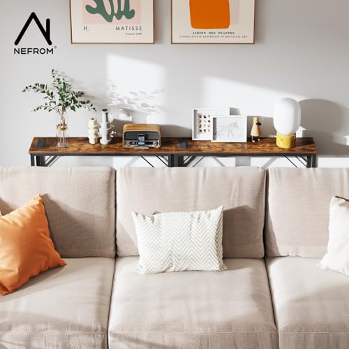 NEFROM 31.5‘’ Console Table, Skinny Entryway Table with Fast-Charging Station, Narrow Long Sofa Table, Behind Slim Couch Table for Entrance, Hallway, Living Room Decor ST-BR80-1 NEFROM