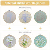 KEKEMEOW 3 Sets Embroidery Kit for Beginners, Stitches with Wild Flower Patterns, DIY Cross Stitch Kits for Adults, Needlepoint Hand Embroidery Kit with Stamped Pattern、Instruction、Hoop