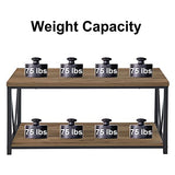 FOLUBAN Rustic Coffee Table with Storage Shelf, Vintage Wood and Metal Cocktail Table for Living Room, Oak FOLUBAN