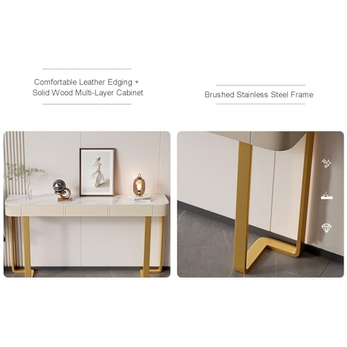 XTRYBHD Modern Console Table with Drawers, Sintered Stone Sofa Table with Storage, Hallway Table, for Hallway, Living Room, Bedroom(Size:47.2in/120cm) XTRYBHD
