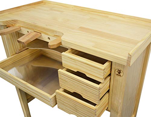 Deluxe Solid Wooden Jewelers Bench Workbench Station with Utility Storage Drawers for Jewelry Making Bench - WoodArtSupply