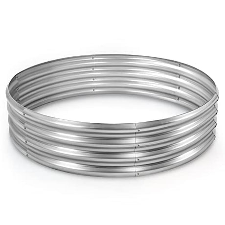 Land Guard Galvanized Raised Garden Bed Kit, Round Large Metal Galvanized Planter Raised Garden Boxes Outdoor… Land Guard