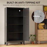 COFaR 61" Metal Pantry Cabinet in Black, Modern Storage Cabinet with Adjustable Shelves, Sturdy Metal Cupboard for Kitchen, Office, Living Room & Bathroom Organization COFaR