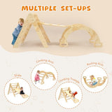 CoziBB Pikler Triangle Set, 5 in 1 Wooden Montessori Climbing Toys Baby Indoor Playground Gym, Foldable Indoor Climbing Toys with Ramp, Arch Climber, Baby Climbing Toys for Toddlers 1-3 Inside CoziBB