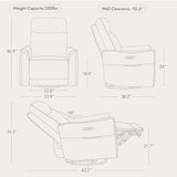Watson & Whitely Genuine Leather Power Recliner Chairs for Adults, Swivel Glider Recliner Chair for Living Room with Charging Ports, Saddle