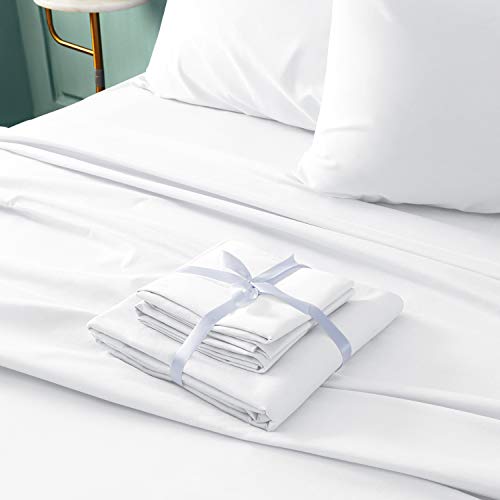 BYSURE King Size Sheets Set White - Super Soft Hotel Luxury Bed Sheets with Deep Pockets, 1800 Thread Count 100% Microfiber, Wrinkle & Fade Resistant BYSURE