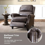 CANMOV Pushback Recliner Chair Faux Leather Armchair Push Back Recliner with Rivet Decoration Single Sofa Accent Chair for Living Room, Dark Grey