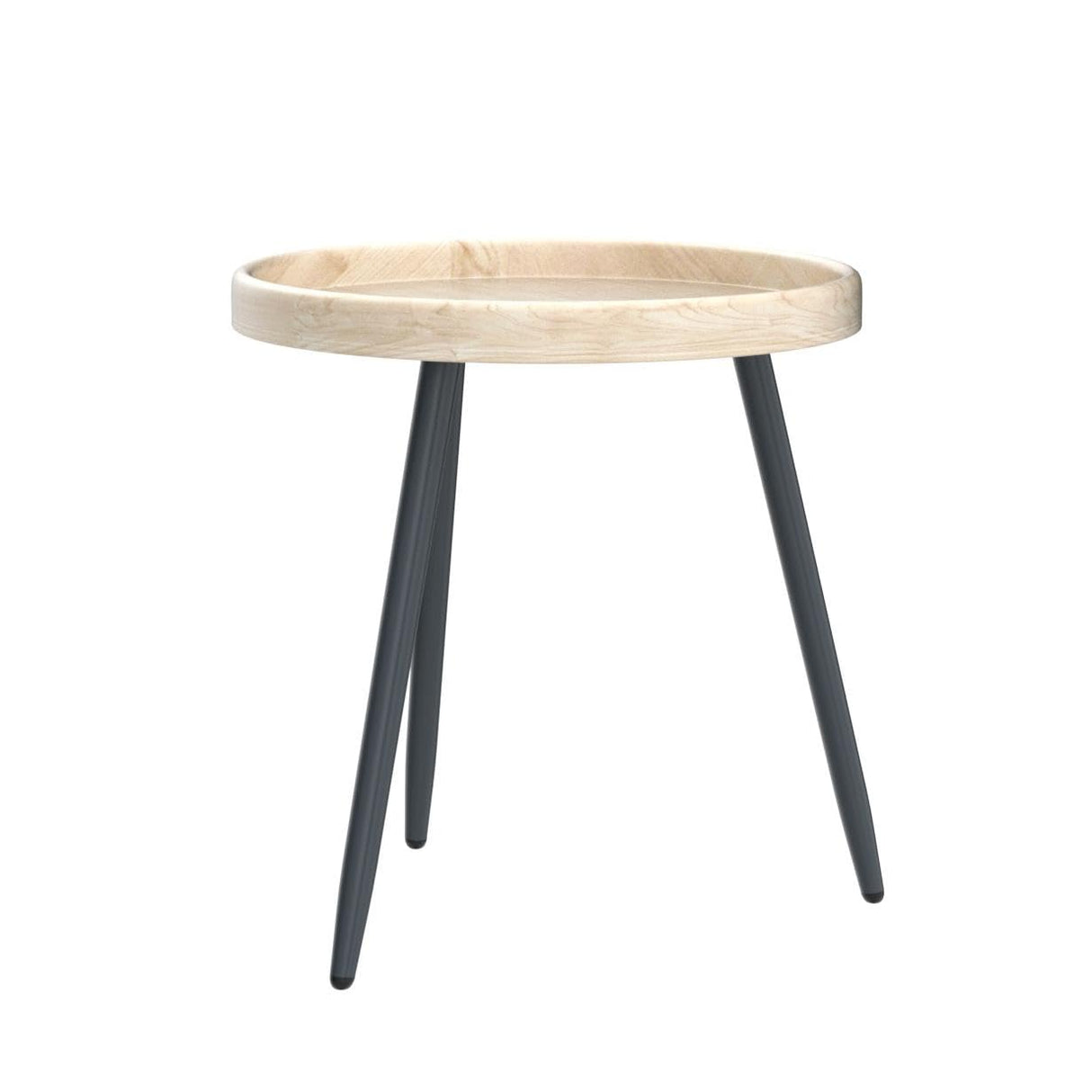 LITA Log Desktop Round Side End Table, Indoor Outdoor Wooden Tray Nightstand Table with Metal Stand for Living Room Bedroom Office Small Spaces (M) LITA