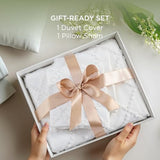 Bedsure Boho Twin Duvet Cover Size - White Breathable & Soft Boho Bedding, Machine Washable Comforter Cover for All Seasons, Includes 1 Duvet Cover 68"x90" with 1 Pillow Sham & Zipper Closure Bedsure