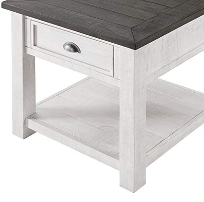 Martin Svensson Home Monterey Solid Wood End Table White with Grey Top