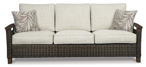 Signature Design by Ashley Paradise Trail Outdoor Patio Sofa with Cushion and 2 Pillows, Brown & Beige Signature Design by Ashley