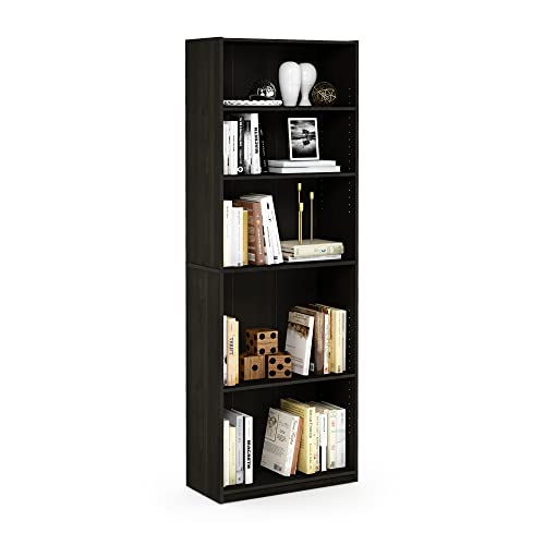 FURINNO JAYA Simply Home 5-Shelf Bookcase, 5-Tier, Espresso - WoodArtSupply