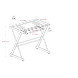 Walker Edison Metal and Glass Work From Home Laptop Computer Gaming Desk with Slide In Keyboard Tray Home Office, 31 Inch, Silver Walker Edison