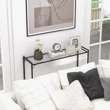 Livofloral 40.6" Tempered Glass Console Table for Entryway, Narrow Console Tables with Storage, Hallway Table for Entryway, Living Room, Black Sofa Tables Behind Couch, Modern Style, Easy Assemble Livofloral