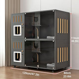 Double-Layer Cat Cabinet, Cat Cage, All Solid Wood Cat Villa, Ventilation on Both Sides, Large Platform, Easy to Maintain(Black,120x60x114cm) FLQYJJDP