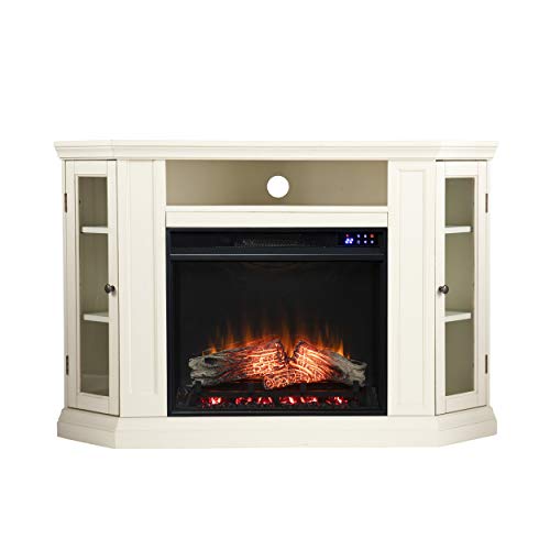 SEI Furniture Claremont Corner Convertible Electric Fireplace with Storage, New Ivory SEI Furniture