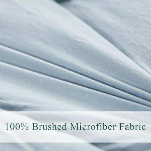 HIG Pre Washed Down Alternative Comforter Set Twin - Reversible Chic Quilt Design - Box Stitched with 4 Corner Tabs - Lightweight for All Season - Blue Duvet Comforter with 2 Pillow Shams HIG