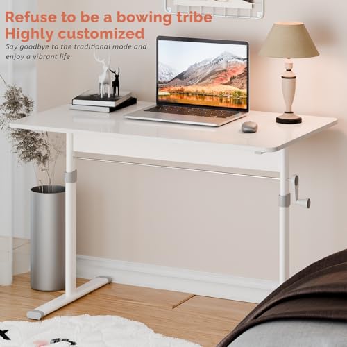 YOXIER Manual Standing Desk, 39.37 x 23.62 inch Sit and Stand Desk, Computer Desk Adjustable Height, Heavy Duty Game Desk, Hand Crank Standing Desk, Hand Lifting Computer Desk, Manual Stand Up Desk YOXIER