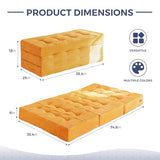 MAXYOYO Tri-Fold Mattress, 6 Inch Tufted Folding Futon Bed, Foldable Floor Couch Guest Bed Futon Portable Camping Sleeping Mat with Corded Fabric, Orange MAXYOYO