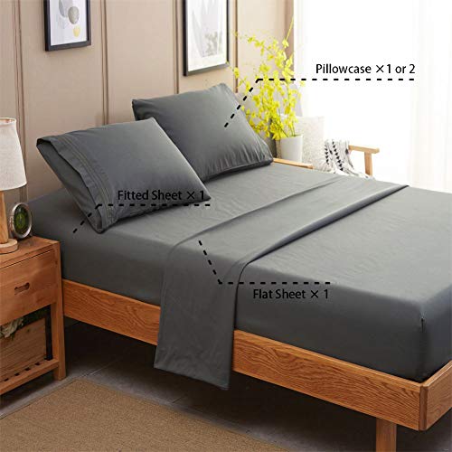 SONORO KATE Bed Sheet Set Super Soft Microfiber 1800 Thread Count Luxury Egyptian Sheets 16-Inch Deep Pocket Wrinkle and Hypoallergenic-4 Piece(Queen Dark Grey) SONORO KATE