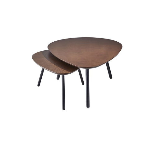 Adesso Set of Two Nesting Coffee Tables – Walnut Oak Veneer and Matte Black Metal Legs – Versatile Modern Accent Tables for Living Rooms, Apartments & Contemporary Homes Adesso