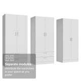 Madesa Wardrobe Armoire Closet, 6 Doors 4 Drawers, 94 Inch Wooden Bedroom Storage Cabinet with Shelves and Hanging Space, White Madesa