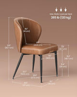 VASAGLE EKHO Collection - Dining Chairs Set of 2, Upholstered Kitchen Chairs, Comfortable Seat, Synthetic Leather with Stitching, Mid-Century Modern, Easy Assembly, Living Room Lounge, Caramel Brown VASAGLE