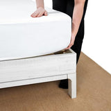 Bme Ethan Solid Wood King Bed Frame with Diamond Headboard - Rustic & Mid-Century Modern - Acacia Wood Platform Bed - Compatible with All Mattresses - No Box Spring Needed - Rustic White Bme