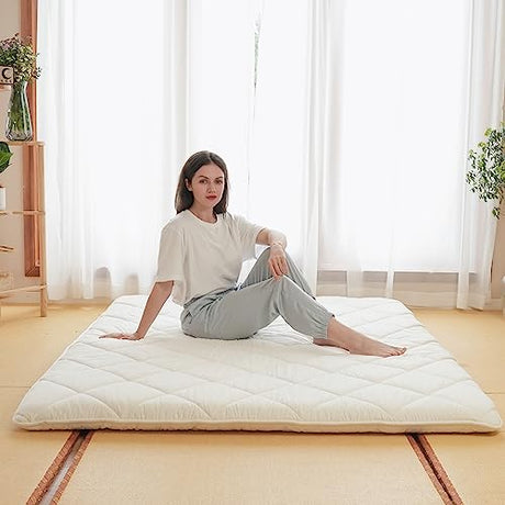 Dr.Futon Japanese Floor Futon Mattress Traditional Cotton Shikibuton Foldable Roll Up Bed Twin Dr.Futon