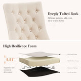 COLAMY Fabric Side Dining Chairs Set of 6, Wingback Upholstered Dining Room Chairs with Tufted Button, Living Room Chairs for Home Kitchen, Beige COLAMY