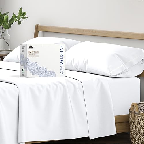 Mayfair Linen 100% Organic Cotton Percale Sheets Full Size - White, 4 Piece Set, Soft & Crisp, Cooling, 16" Deep Pocket Hotel Sheets Mayfair Linen