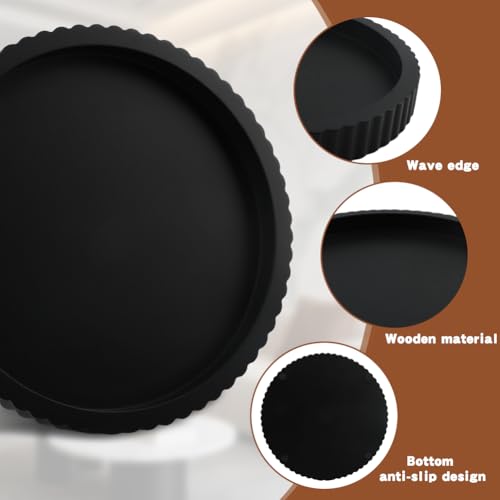 Decorative Tray for Coffee Table 11" Black Round Concrete Home Decor Serving Trays for Accent Table, Console Table for Kitchen, Living Room, Home Decor(Black) YOSINXU