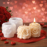 Rose Candle Molds Valentines Rose Silicone Mold Flower Shape Soap Molds Roses Flower Column Candle Molds for Candles Making Soap DIY Polymer Clay Craft Plaste Epoxy Resin Valentine Mother Day Decor