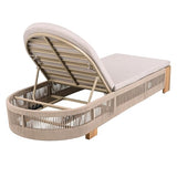 Merax 2-Piece Outdoor Chaise Lounge Chair with Adjustable Backrest & Waterproof Cushion - Acacia Wood Pool Sun Lounger for Patio, Beach, Yard, Garden, Beige