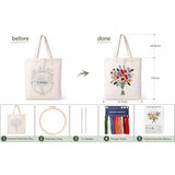 Mordely Flower Bouquet Embroidery Tote Bag Kit for Beginners, DIY Hand Embroidery Starter Set with Canvas Bag, 7.9 Inch Hoop, Colour Threads, 2 Needles and English Instructions