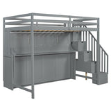 Merax Full Over Full Size Murphy Bed with Hydraulic Lift and Built-in Desk, Space-Saving Wall Bed with Desk Design, Ideal for Home Office, Small Rooms, or Apartments, Gray Merax