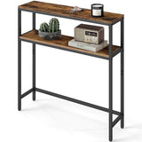 VASAGLE Console Table, 2-Tier Narrow Sofa Table with 2 Shelves, 7.9 x 31.5 x 31.5 Inches, for Living Room, Hallway, Entryway, Rustic Brown and Ink Black ULNT130K01V1 VASAGLE