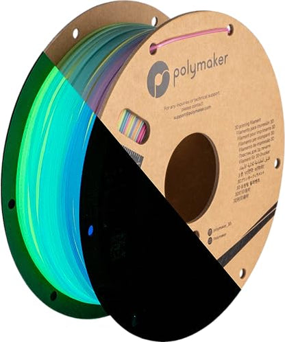 Polymaker Luminous PLA Filament 1.75mm, Luminous Rainbows PLA 3D Printer Filament 1.75 1kg - PolyLite 1.75 PLA Filament Luminous Rainbow, Dimensional Accuracy +/- 0.03mm, Enjoy Colorful - WoodArtSupply