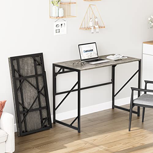 Elephance Folding Desk Writing Computer Desk for Home Office, No-Assembly Study Office Desk Foldable Table for Small Spaces - WoodArtSupply